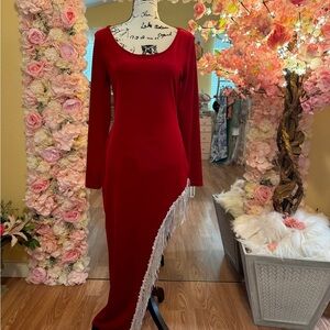 Red velvet dress